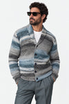 Cardigan Mélange Grigio Denim da Uomo man Barone firenze - 1