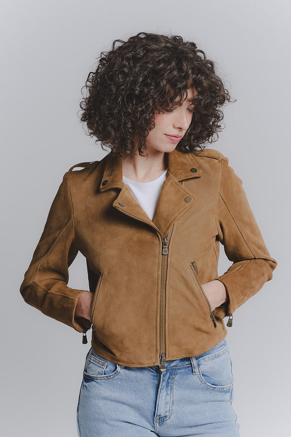 Women's Bis Suede Cognac Jacket woman Barone firenze