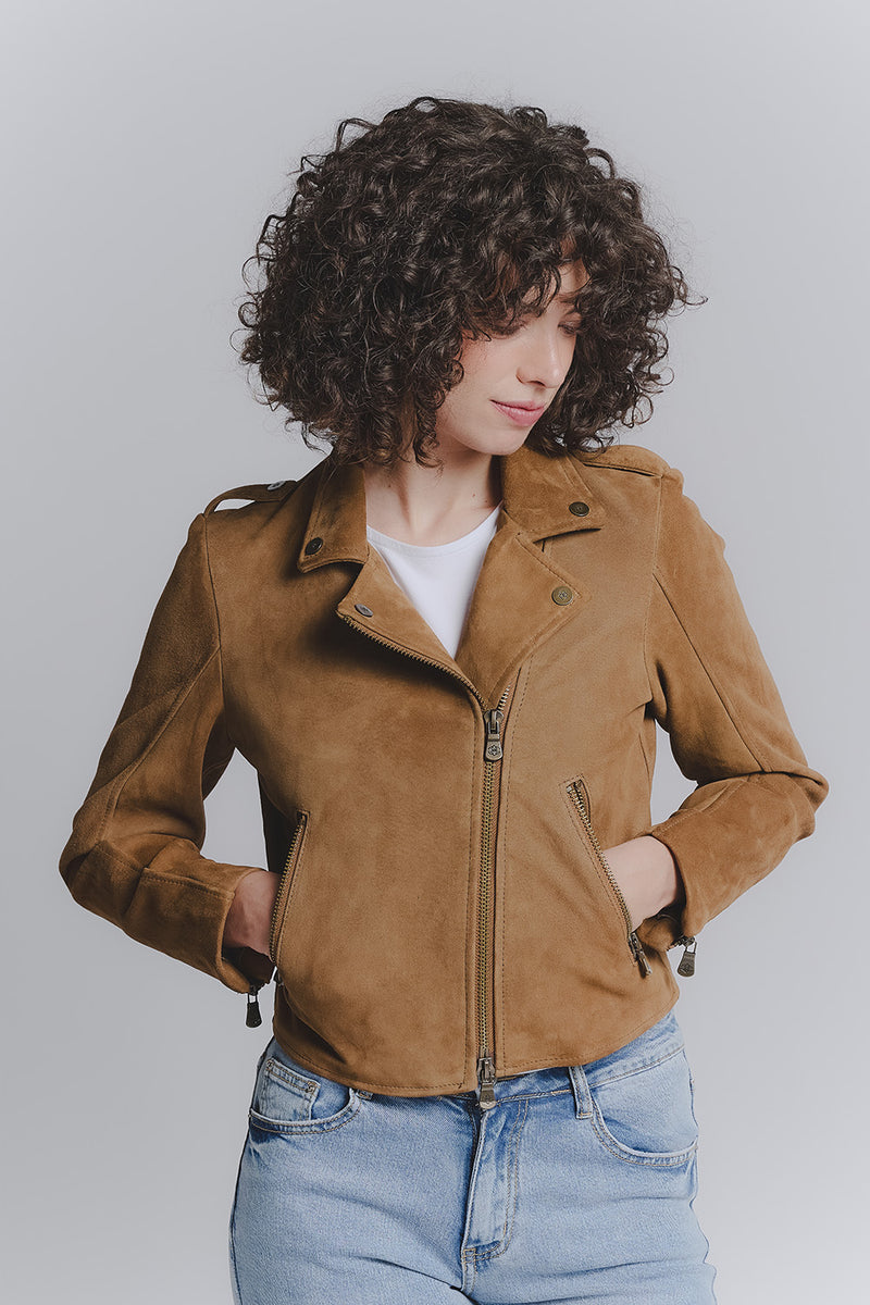 Women's Bis Suede Cognac Jacket woman Barone firenze - 1
