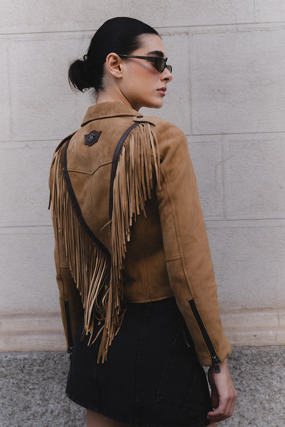 Women’s Suede Fringe Biker Jacket woman Barone firenze - 4