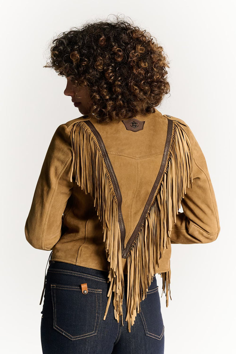 Women’s Suede Fringe Biker Jacket woman Barone firenze - 9