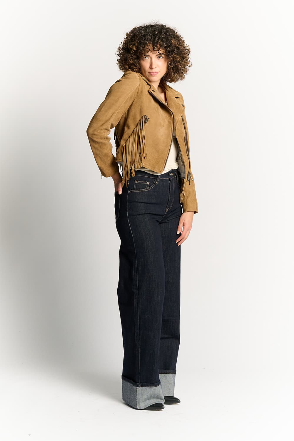 Women’s Suede Fringe Biker Jacket woman Barone firenze - 10