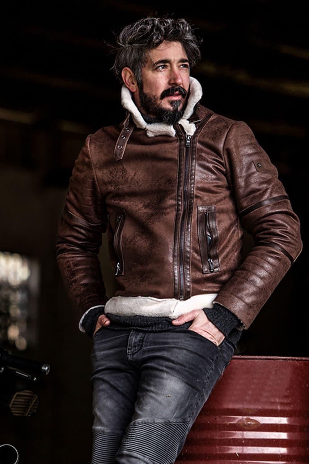 Nagel im Gold-Shearling-Stil, Dunkelbraun unisex Barone firenze - 1