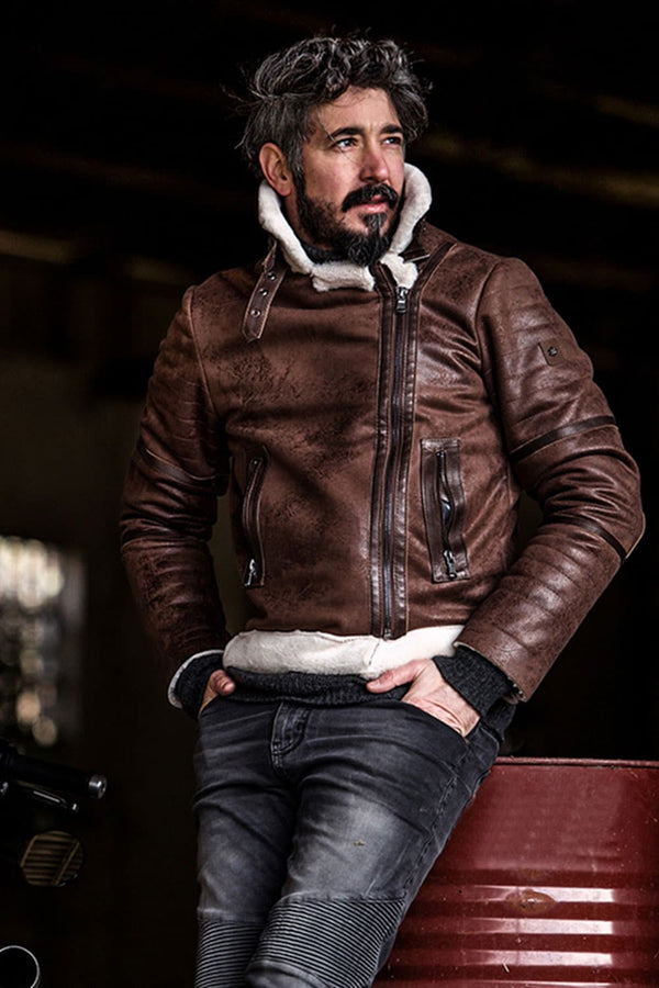 Chiodo Shearling Style Dark Brown unisex Barone firenze