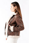 Chiodo Gold Shearling Style Femme Marron foncé unisex Barone firenze - 7