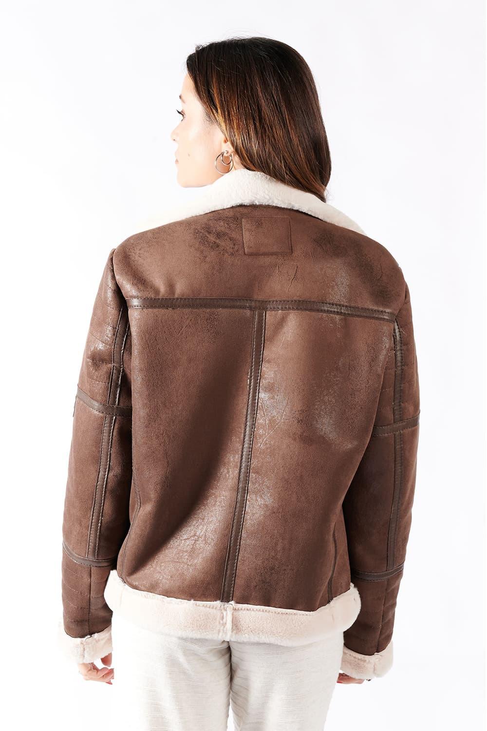 Chiodo Gold Shearling Style Femme Marron foncé unisex Barone firenze - 8