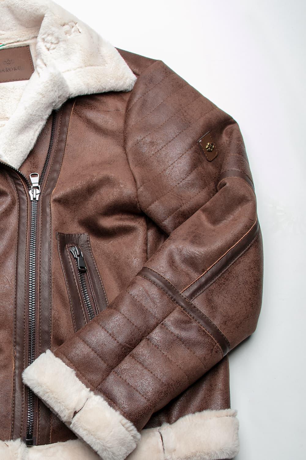 Nagel im Gold-Shearling-Stil, Dunkelbraun unisex Barone firenze - 8