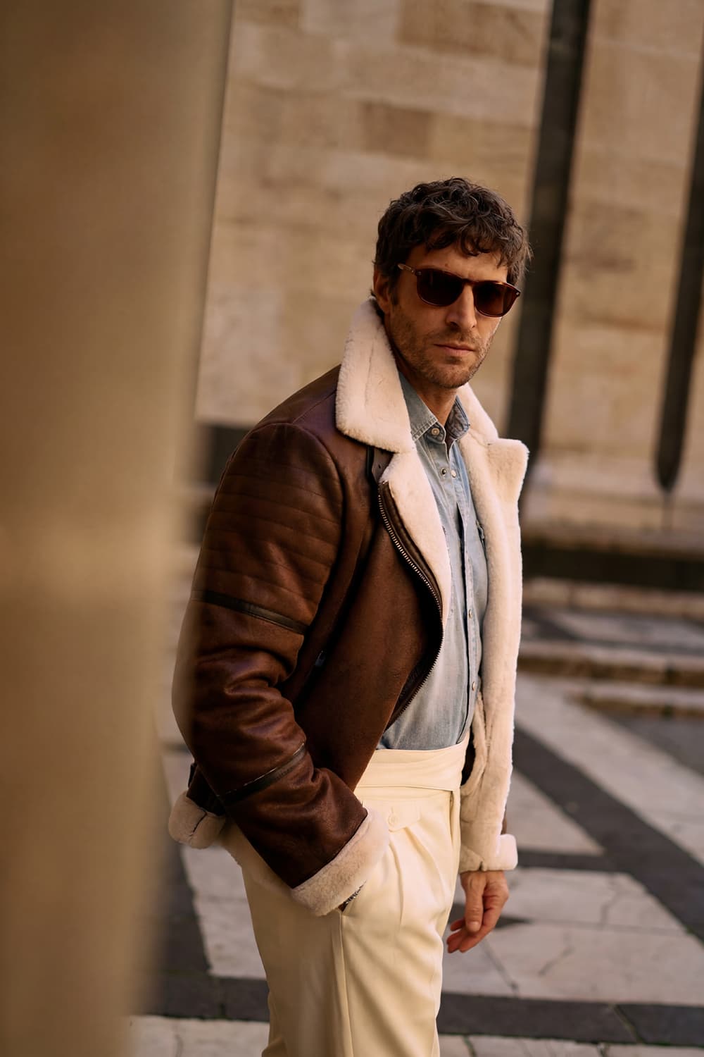 Nagel im Gold-Shearling-Stil, Dunkelbraun unisex Barone firenze - 3