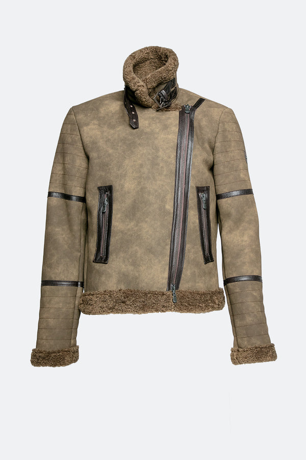 Chiodo Gold Shearling Style Verde man Barone firenze