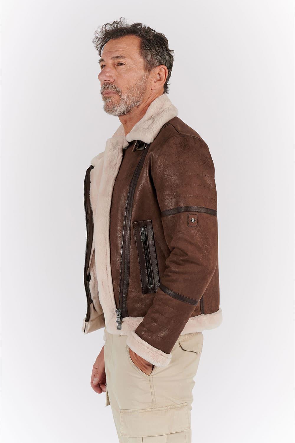 Nagel im Gold-Shearling-Stil, Dunkelbraun unisex Barone firenze - 7