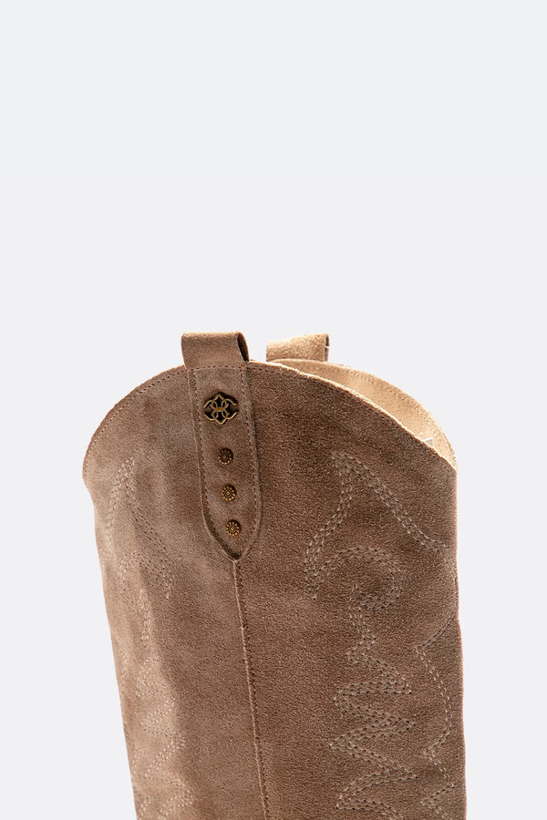 Dante Suede Cowboy Boots in Beige woman Barone firenze