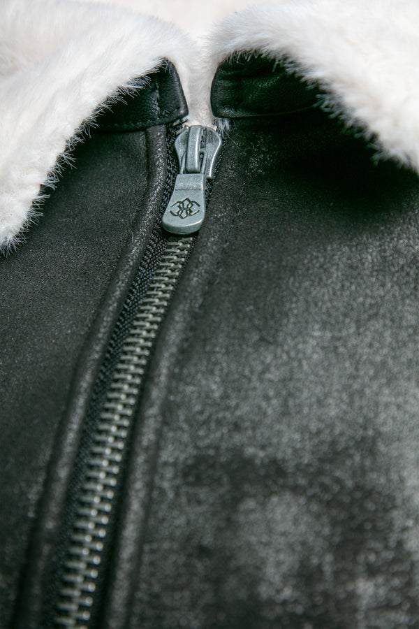 Elton Gold Colletto Shearling Style Nero Panna man Barone firenze