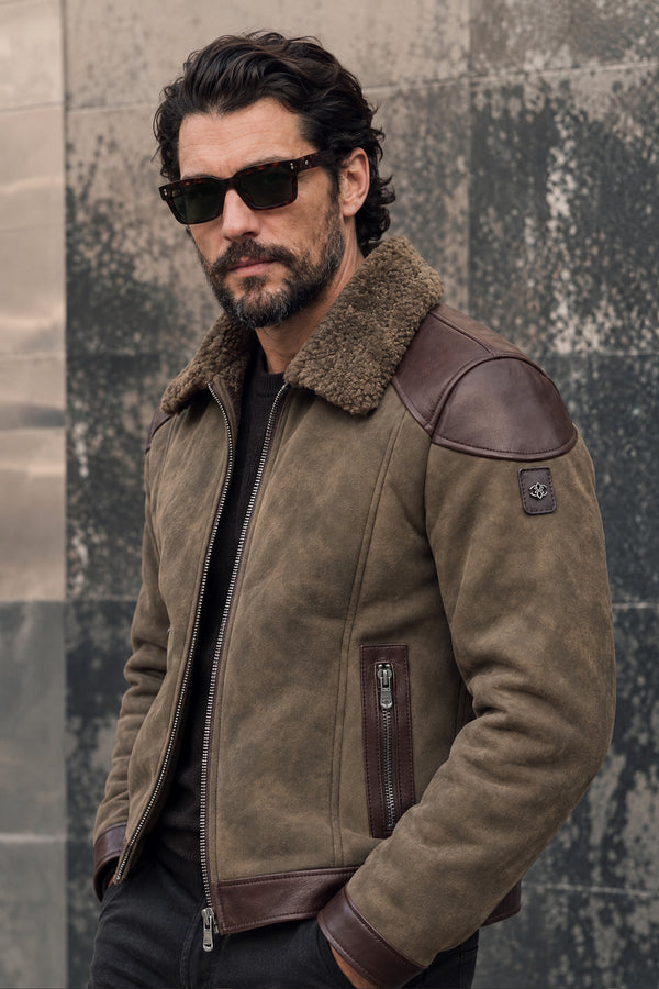 Elton Gold Colletto Shearling Style Verde man Barone firenze