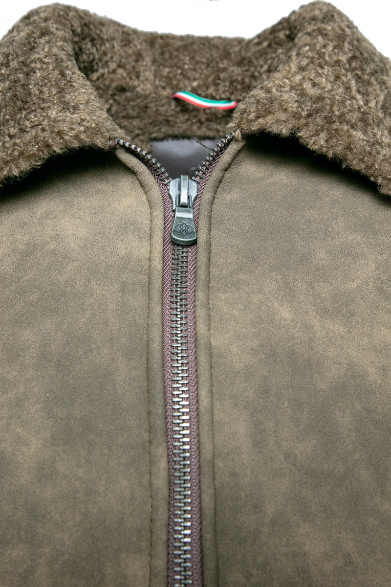 Elton Gold Colletto Shearling Style Verde man Barone firenze - 3