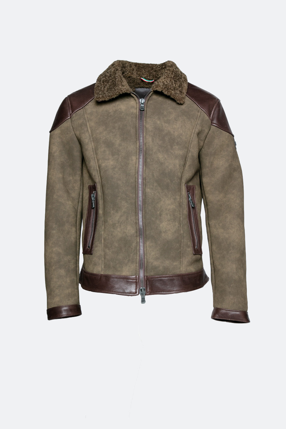 Elton Gold Colletto Shearling Style Verde man Barone firenze - 1