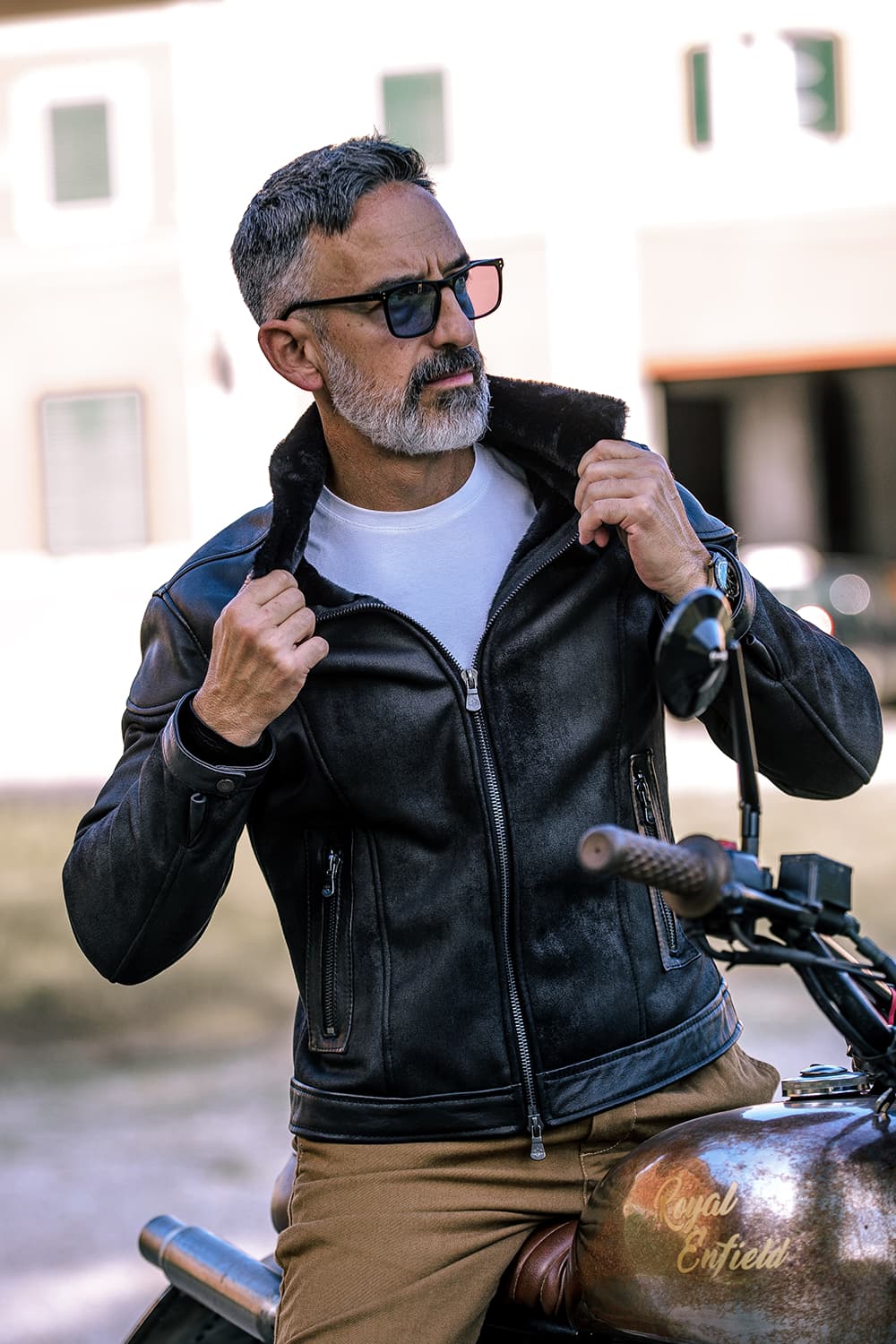 Elton Shearling Style Collar Dark Brown uomo Barone firenze - 1