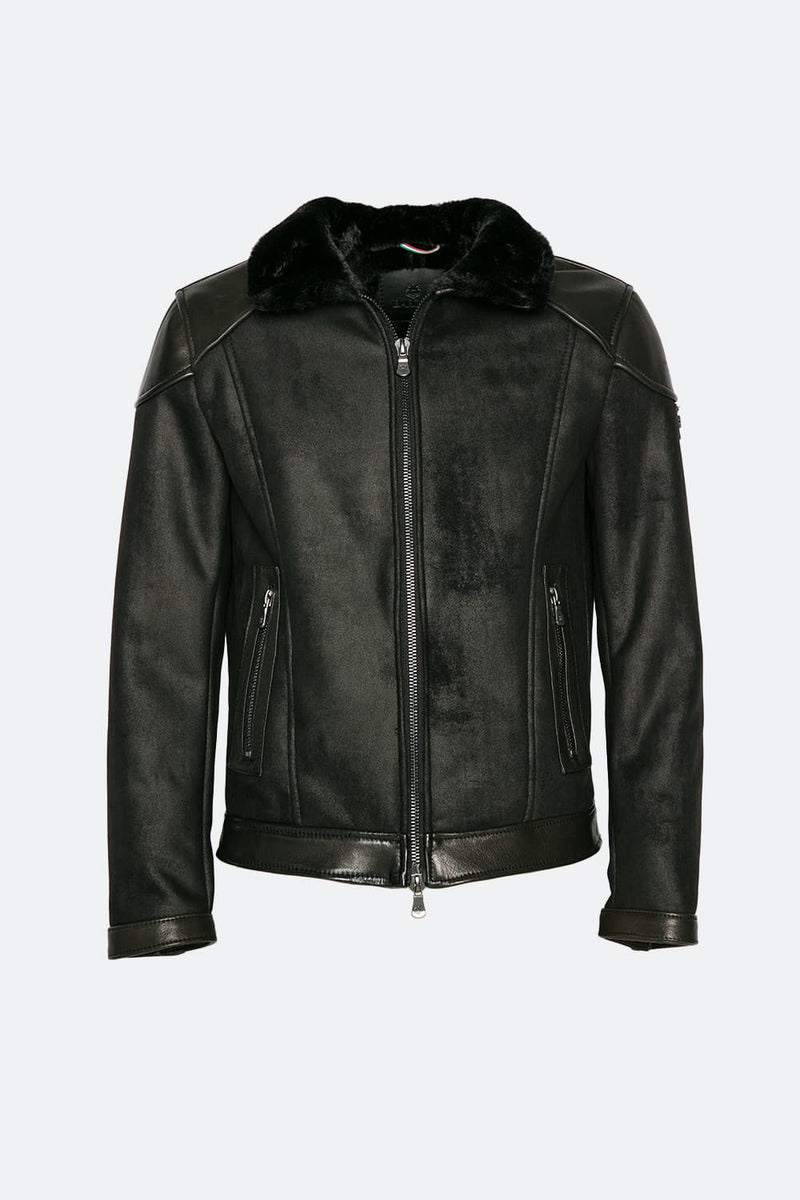 Elton Shearling Style Collar Dark Brown uomo Barone firenze - 3