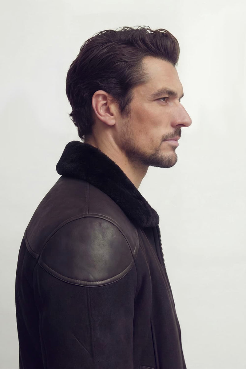 Elton Shearling Style Collar Dark Brown uomo Barone firenze - 11