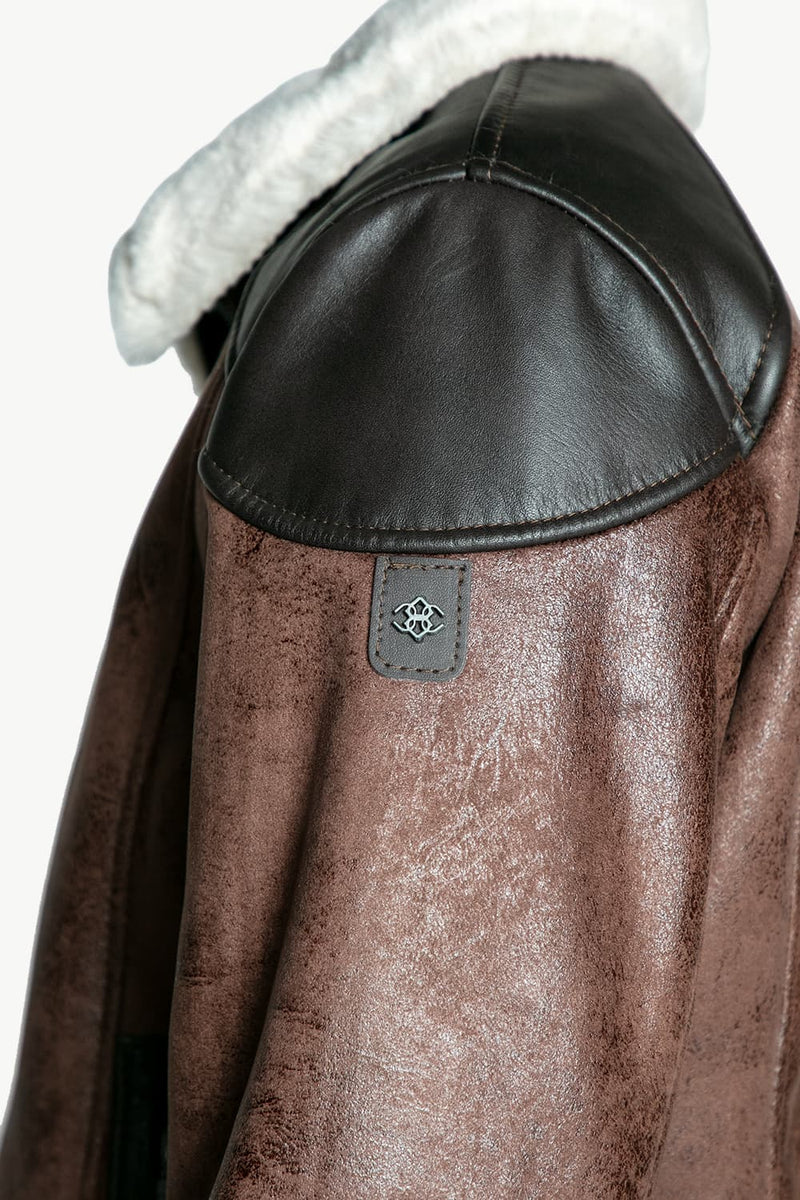 Kragen im Elton-Gold-Shearling-Stil, dunkelbraun man Barone firenze - 11