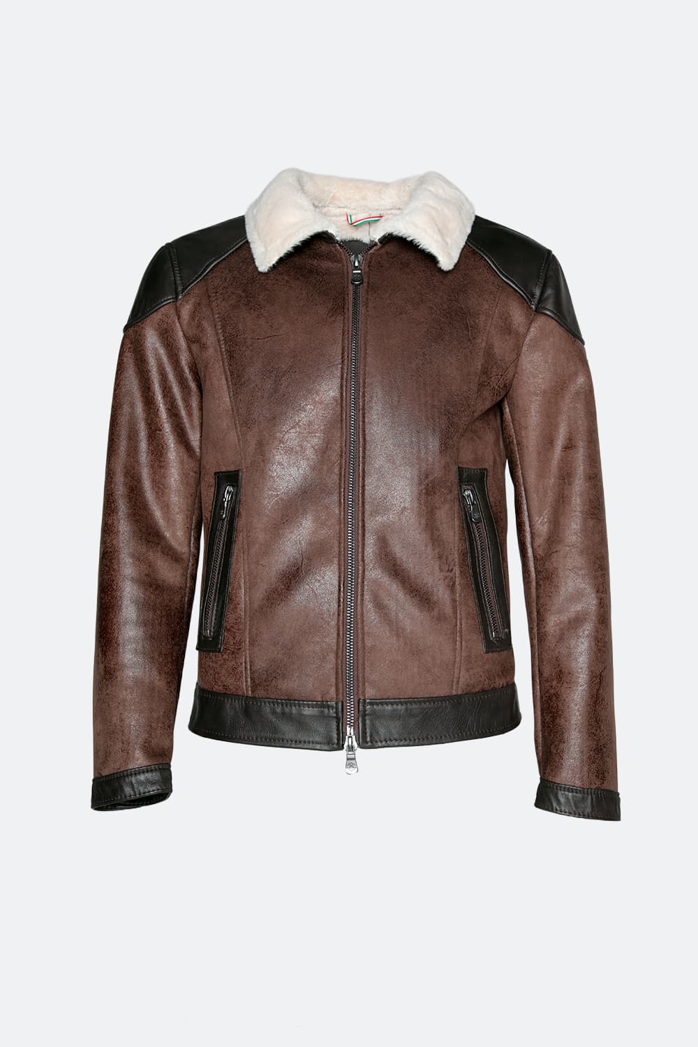 Kragen im Elton-Gold-Shearling-Stil, dunkelbraun man Barone firenze - 2