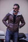 Kragen im Elton-Gold-Shearling-Stil, dunkelbraun man Barone firenze - 1