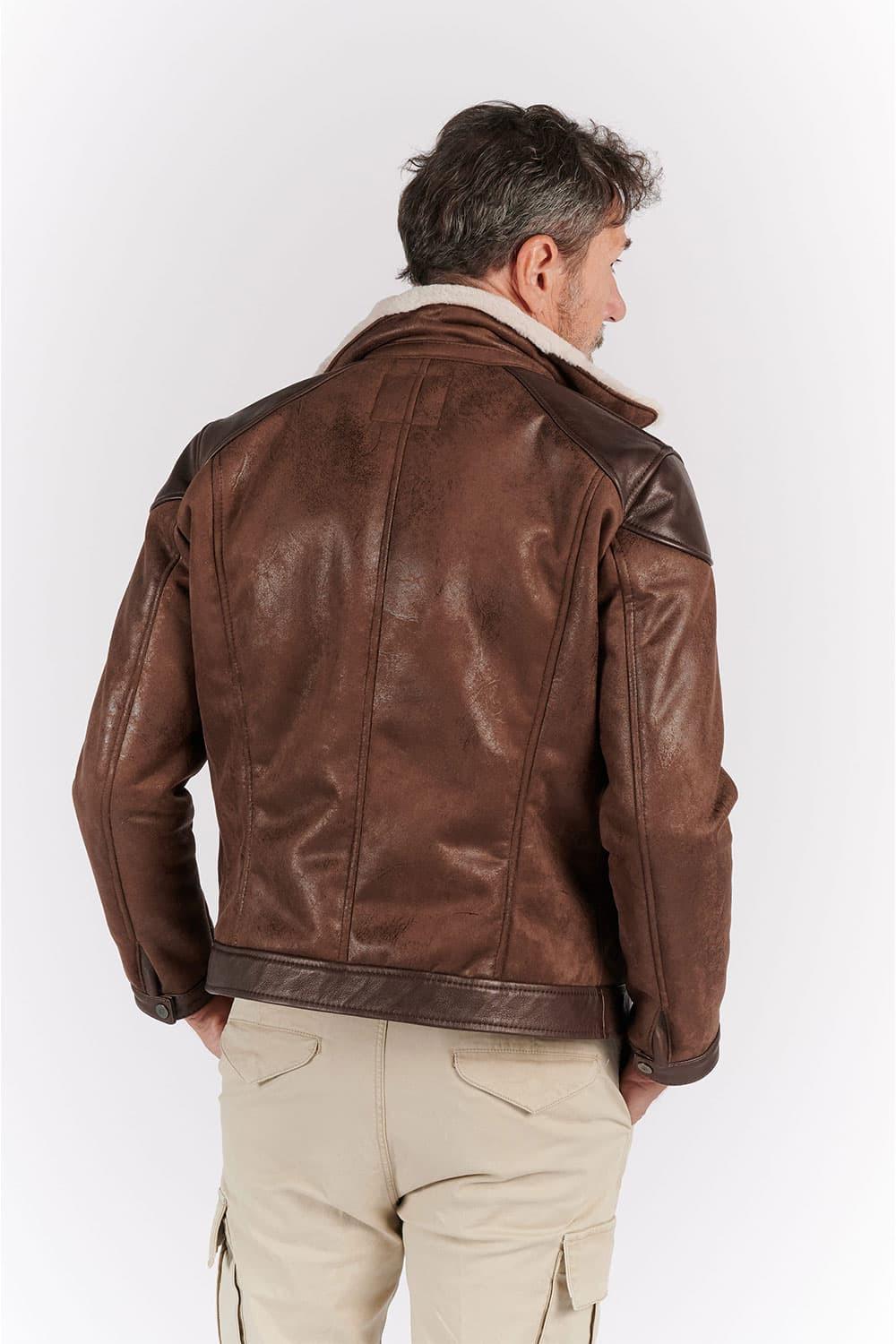 Kragen im Elton-Gold-Shearling-Stil, dunkelbraun man Barone firenze - 9
