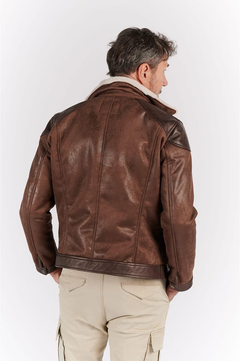 Kragen im Elton-Gold-Shearling-Stil, dunkelbraun man Barone firenze - 9