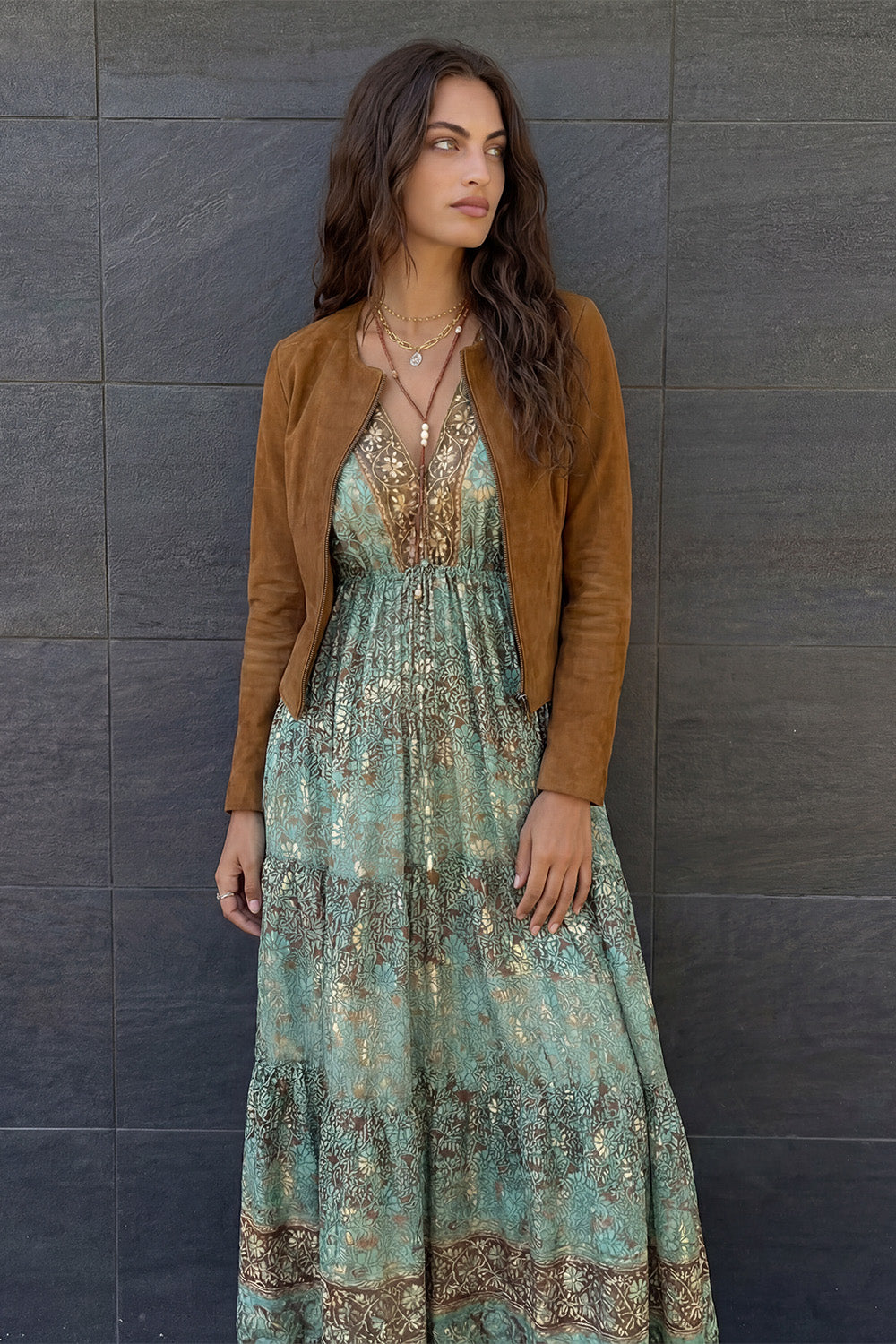 Turquoise Gypsy Maxi Dress woman Barone firenze - 1