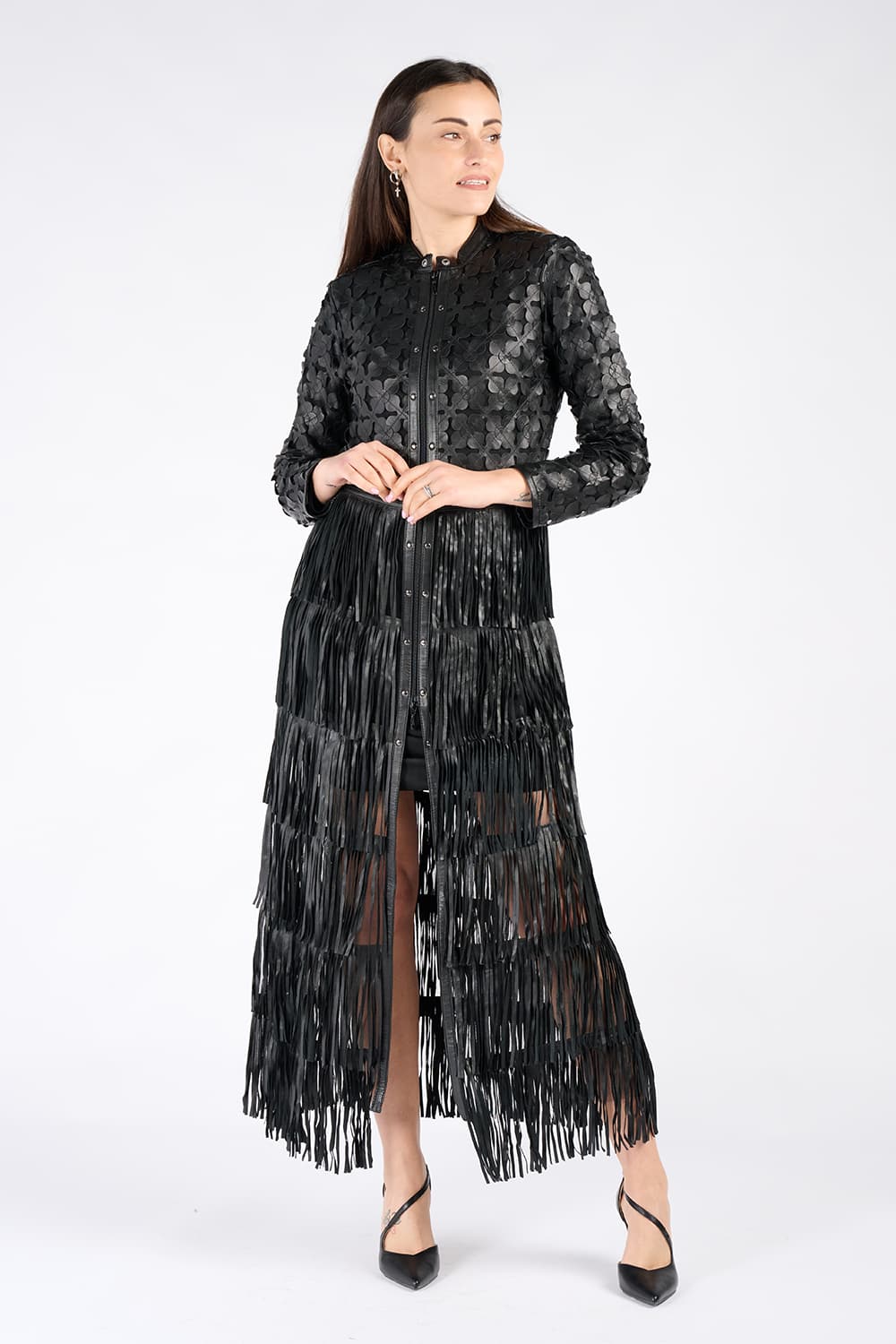 Lange Blätterjacke mit Reißverschluss donna Barone firenze - 5