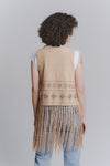 Embroidered Leather Vest Tan woman Barone firenze - 3