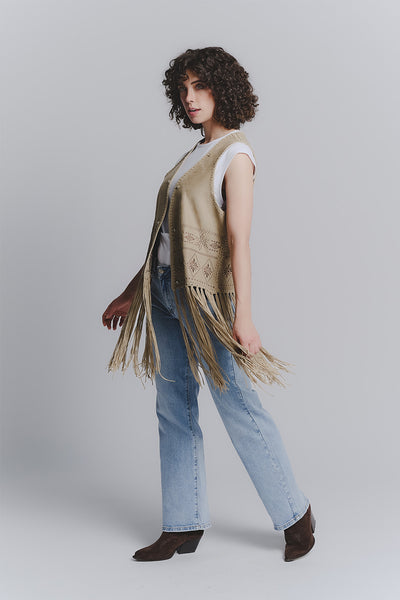 Olive Embroidered Vest