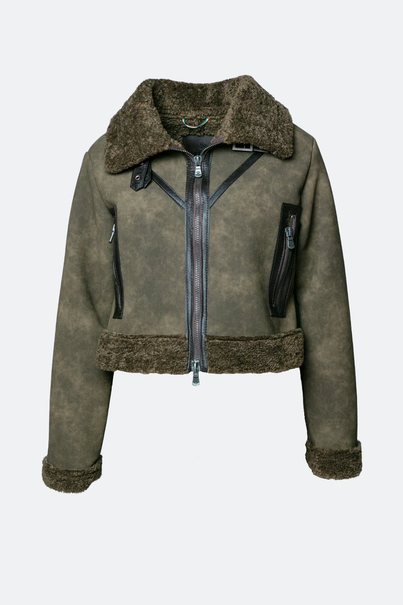 Ginevra Shearling Style Verde woman Barone firenze - 2