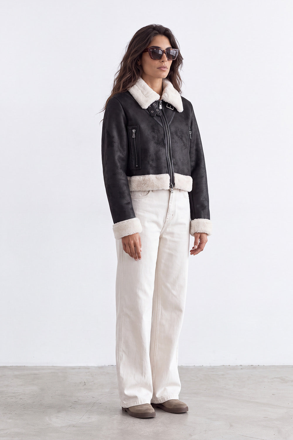 Ginevra Black Shearling Style  woman Barone firenze - 5