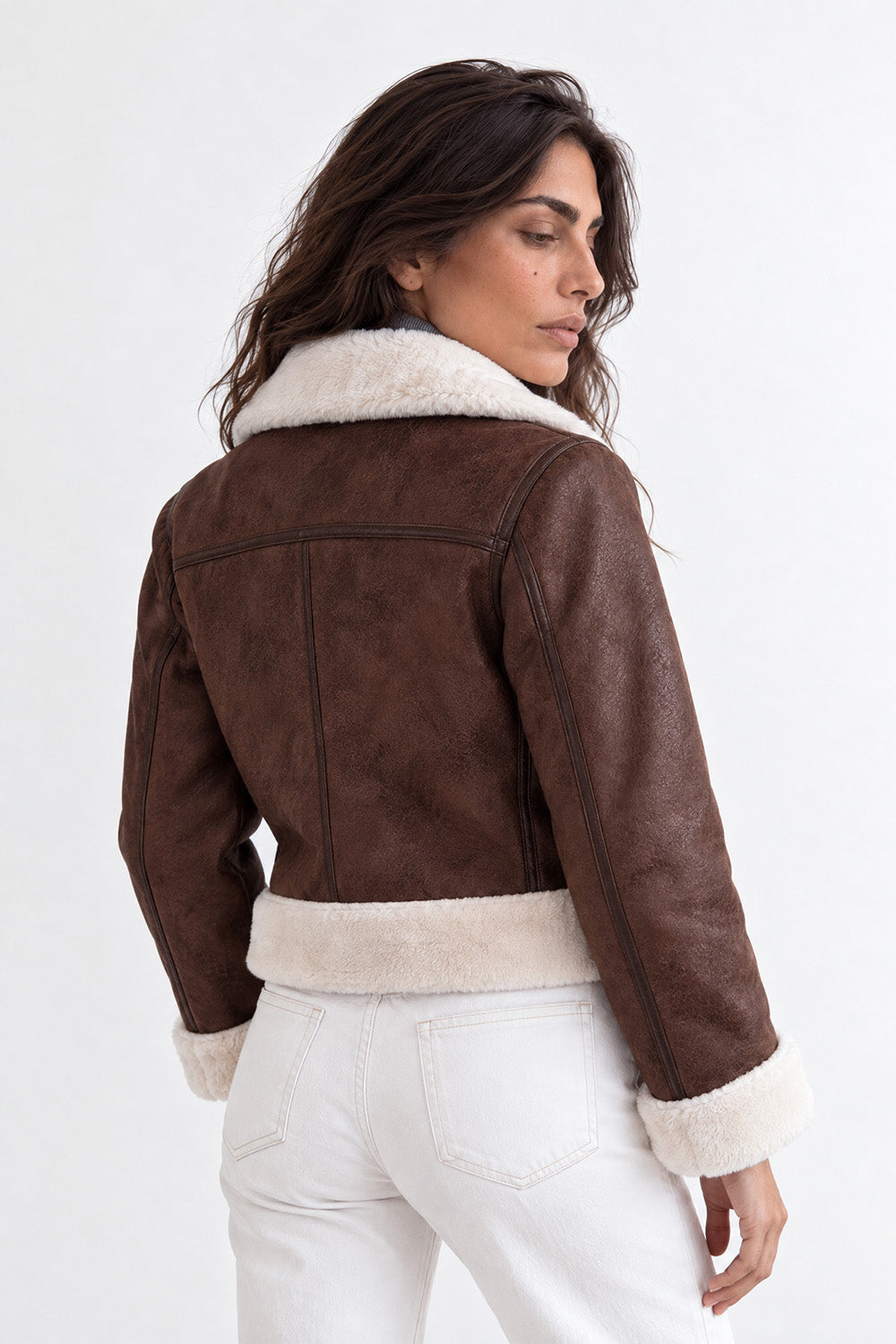 Ginevra Shearling Style Jacke Dunkelbraun woman Barone firenze - 12
