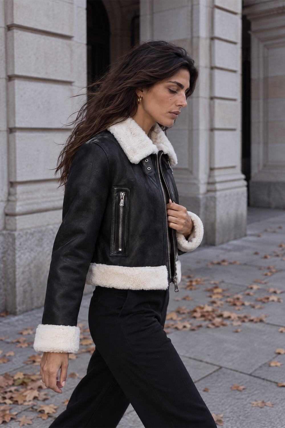 Ginevra Black Shearling Style  woman Barone firenze - 3