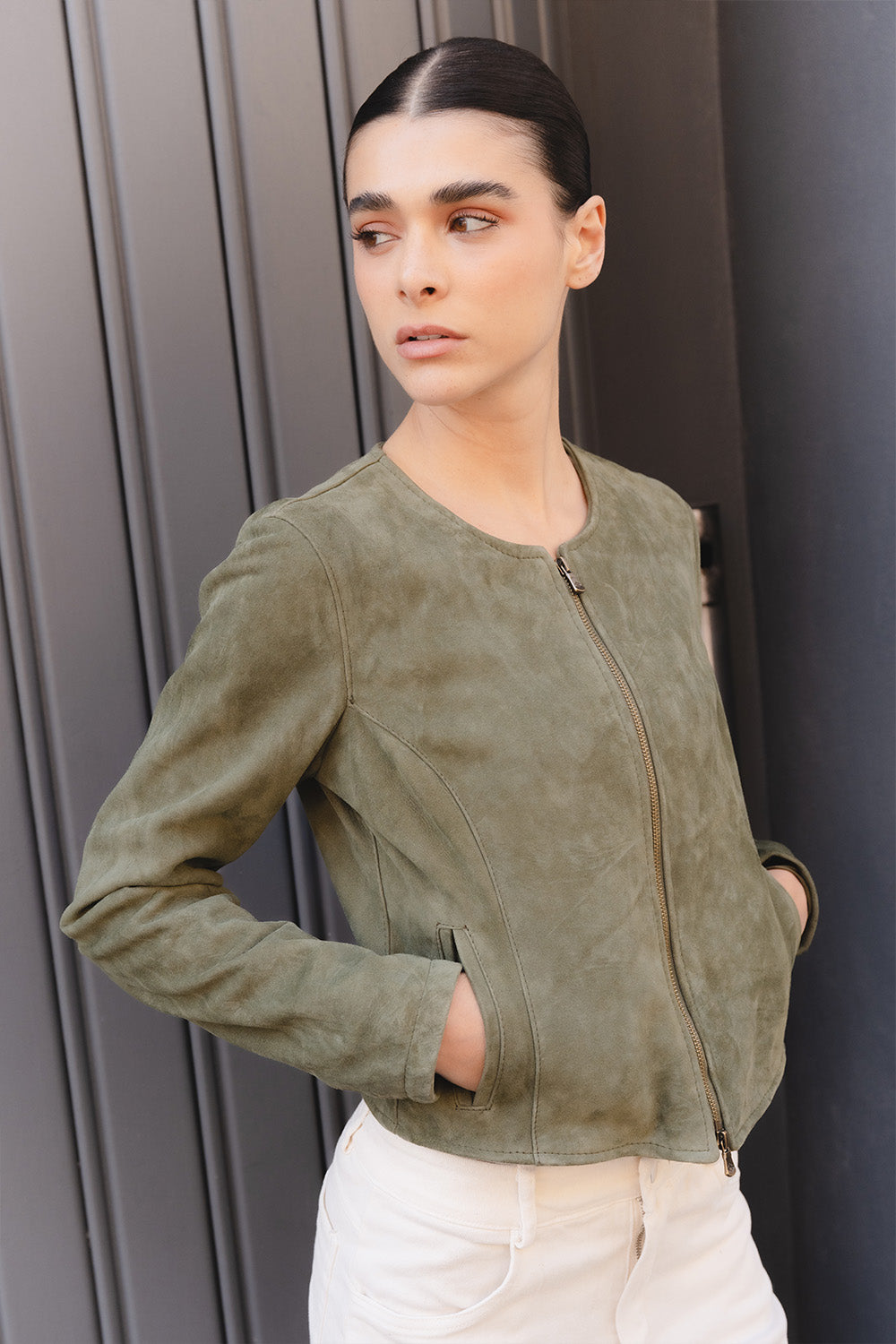 Short Green Suede Ire woman Barone firenze - 1