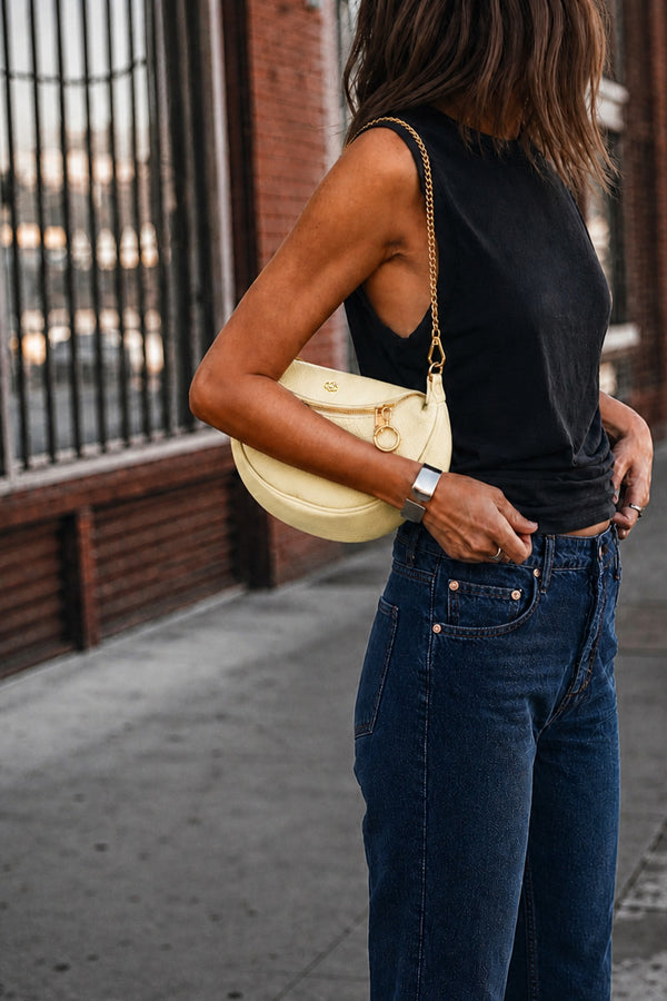 Light Yellow Bea Belt Bag woman Barone firenze