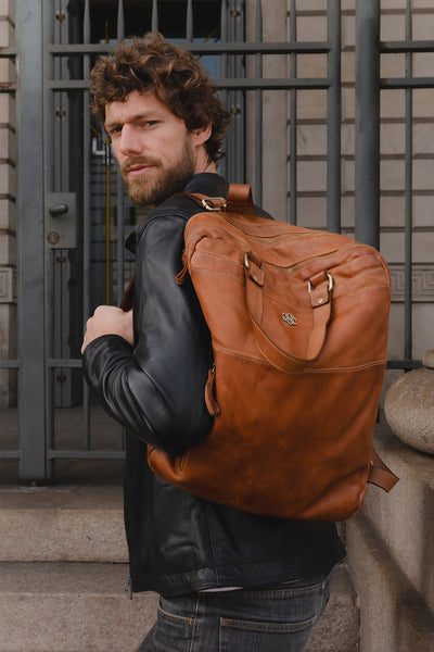 Tan Bolgheri Leather Backpack