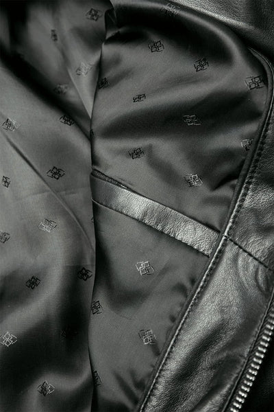 Michele Black Leather Jacket with Stitching