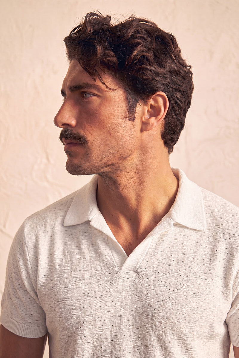 Men's White Polo Shirt man Barone firenze - 3