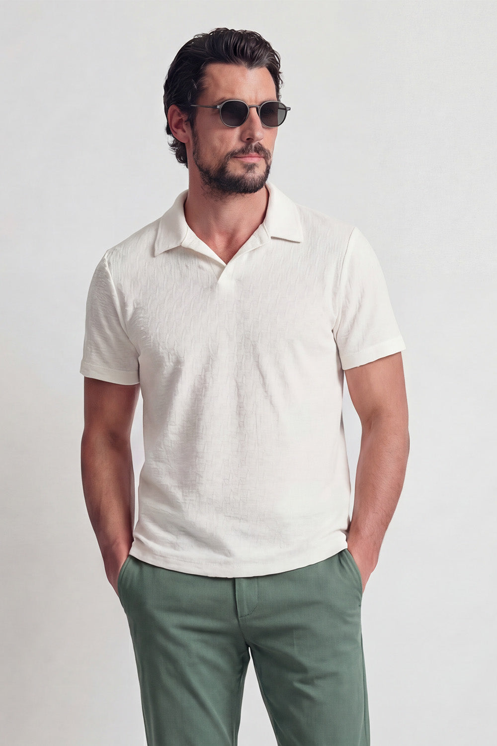Men's White Polo Shirt man Barone firenze - 4