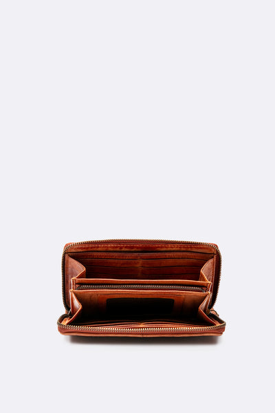 Geldbörse Flechtdesign Large Cognac
