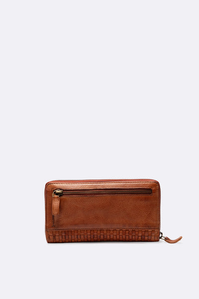 Geldbörse Flechtdesign Large Cognac