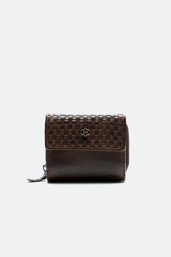 Intreccio Button and Smooth Wallet unisex Barone firenze