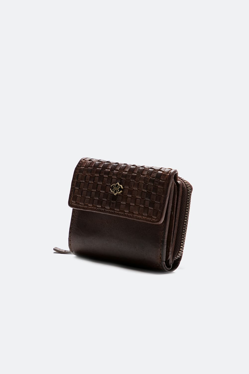 Intreccio Knopf und glatte Brieftasche unisex Barone firenze - 2