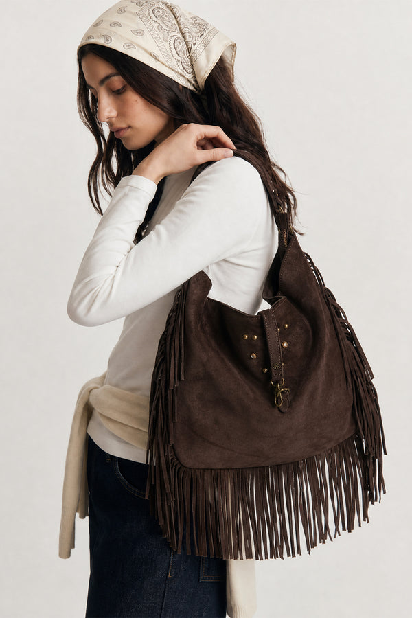 Prato Suede in Leather Dark Brown woman Barone firenze