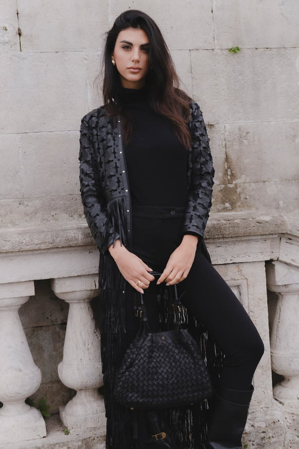 Long Leaves Jacket with Zip donna Barone firenze