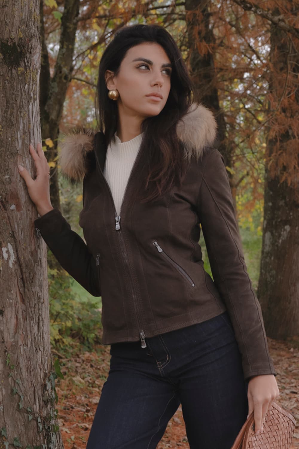 Sofia Geölt mit Kapuze Fur Dunkelbraun woman Barone firenze - 1