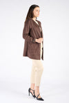 Alcantara Duster Coat in Dark Brown woman Barone firenze - 3