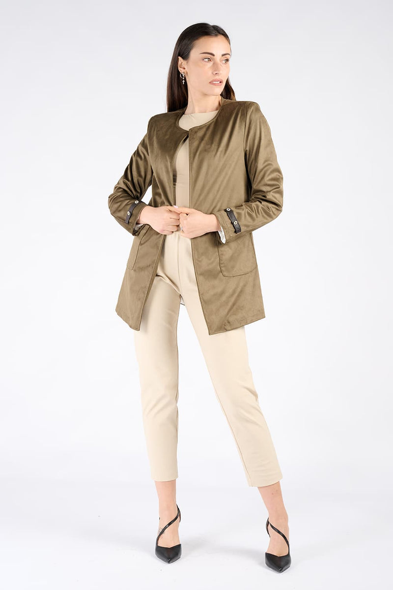 Alcantara Duster Coat in Green woman Barone firenze - 2